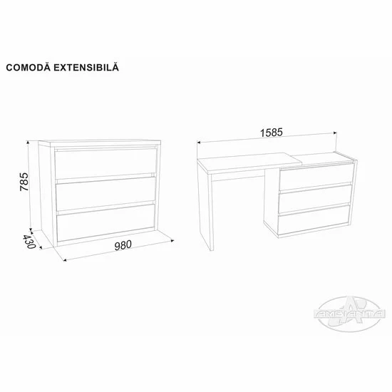 Comoda Extensibila Sonoma inchis 98x43x78 cm picture - 2
