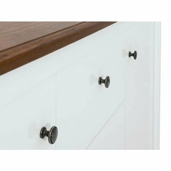 Comodă Kalio KOM2D3S, cu 2 uși, 3 sertare spațioase, PAL/Lemn Salcâm, 163x41.5x91 cm, Alb Lucios/Salcâm Auriu picture - 4