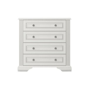 Comoda White 4S  93x45x94 cm Frasin alb/ Pin Argintiu