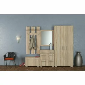 Cuier hol, Cu Spații Depozitare Și Oglindă, PAL, Design Modern, Alb