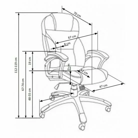 Scaun Desmond birou cu mecanism TILT și roți cauciucate, piele ecologică, 67x70x112-119 cm, gri picture - 3