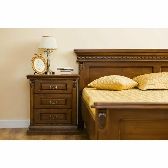 Dormitor Diana, set complet (dulap 4 uși, comodă 3S, 2 noptiere, pat 160), lemn masiv fag + tei, PAL/MDF furniruit nuc, saltea 160x200 cm, finisaj la alegere picture - 3