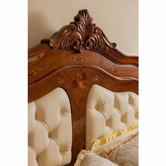 Dormitor Milly complet din lemn masiv paltin, tei, panel și MDF, cu intarsii din furnir de nuc, mahon și cireș picture - 2