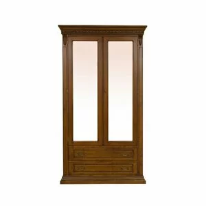 Dulap 2 Uși Diana, format compact, masiv fag + panel + MDF furniruit nuc, 123x55x216 h cm, finisaj la alegere