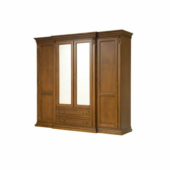 Dulap 4 Uși Diana, spațiu generos, masiv fag + panel + MDF furniruit nuc, 234x67x216 h cm, finisaj la alegere picture - 2