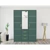 Dulap Bali 2D3 cu oglindă, bară haine, 3 sertare, PAL laminat, 147x58x200 cm, verde picture - 2