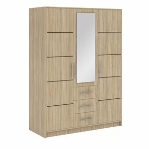 Dulap Bali D3 cu polite si bara umerase din PAL, 1,47x0,58x2,00 m, Sonoma