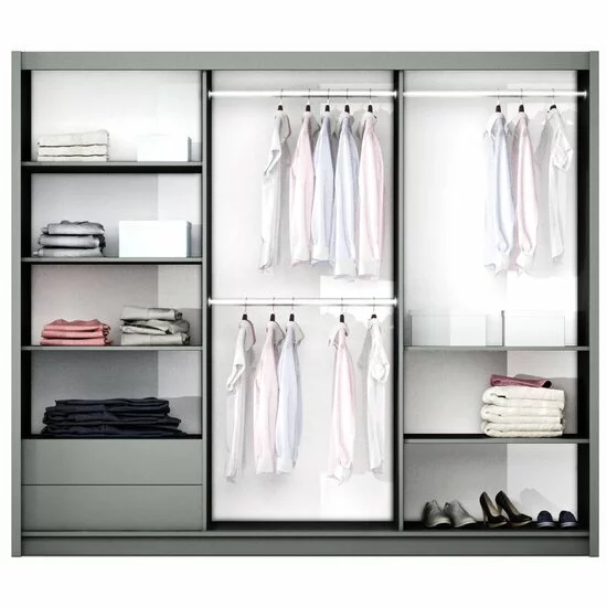 Dulap Bastia cu usi culisante si 12 rafturi din PAL, 2,50x0,61x2,15 m, alb picture - 2