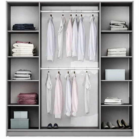 Dulap Brema cu usi glisante si oglinda din PAL, 2,09x0,65x2,19 m, lava picture - 2