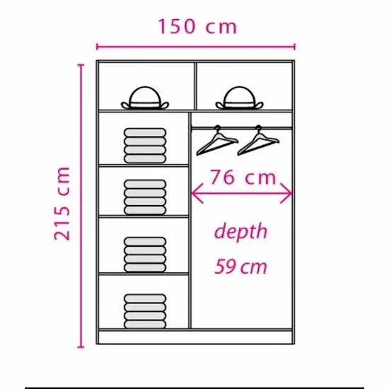 Dulap Effect 3-15, compartimentat, PAL melaminat, 215x175x60 cm, alb picture - 2