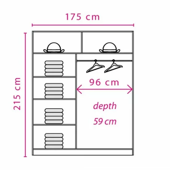 Dulap Effect 4-17, compartimentat, PAL melaminat, 215x175x60 cm, alb picture - 2