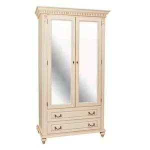 Dulap Floris, 2 uși elegante, compartimentare eficientă, lemn masiv și MDF, 120x55x218 cm, crem patinat