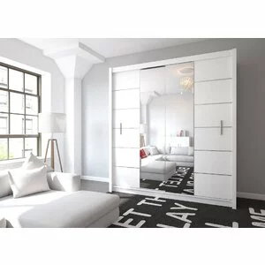 Dulap Lizbona cu usi glisante din PAL, 2 m, alb