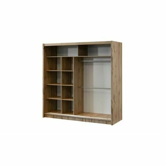 Dulap London cu oglindă, 2 uși glisante, PAL melaminat, 203x60x215 cm, negru picture - 3