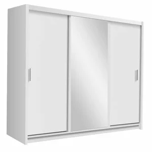 Dulap Monako dulap cu usi culisante din pal melaminat cu feronerie de calitate și compartimentare practică, 250x61x215 cm, alb