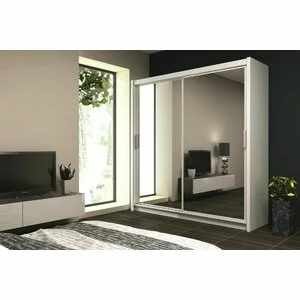 Dulap Paris dulap cu usi culisante din pal melaminat cu feronerie de calitate și compartimentare practică, 160x61x215 cm, alb