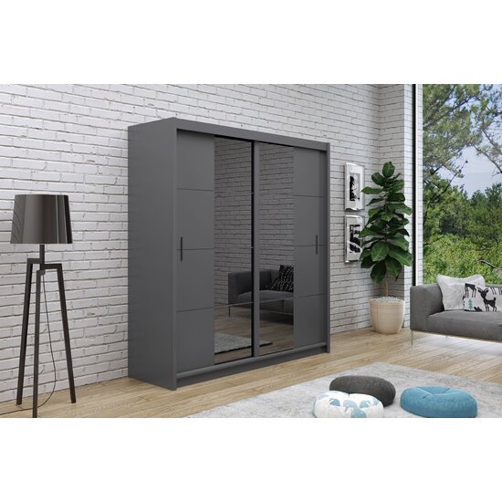 Dulap Porto 2 - 203x61x215 cm Grafit Cu Oglinda picture - 3