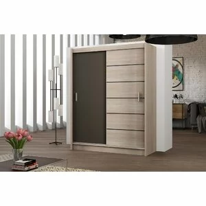 Dulap Sewilla dulap cu usi culisante din pal melaminat cu feronerie de calitate și compartimentare practică, 203x61x215 cm, stejar Sonoma