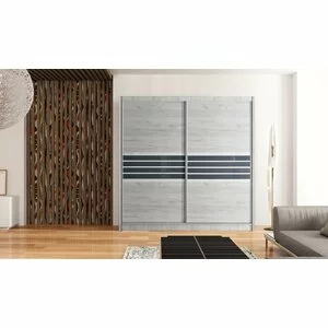 Dulap Turyn cu spațiu generos și sistem glisant, pal melaminat, 203x61x215 cm, alb