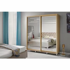 Dulap Venus cu rafturi și bară pentru umerașe, PAL melaminat, 160 cm, cremona