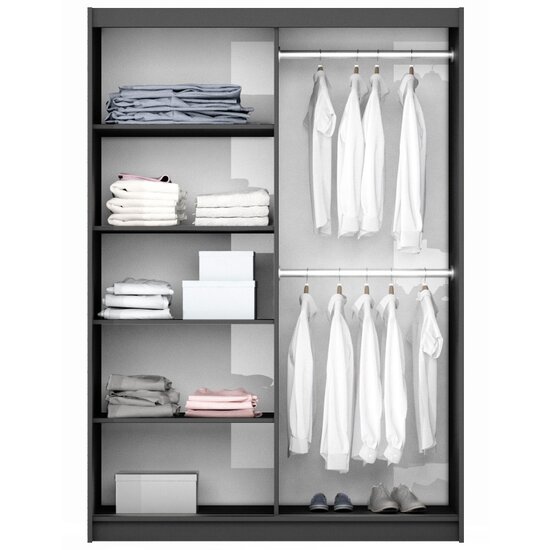 Dulap Vigo cu două uși culisante , pal melaminat, 151x65x215 cm, grafit picture - 2