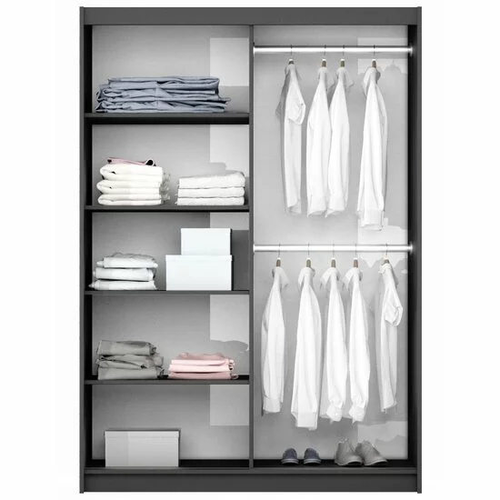 Dulap Vigo cu două uși culisante , pal melaminat, 151x65x215 cm, grafit picture - 2