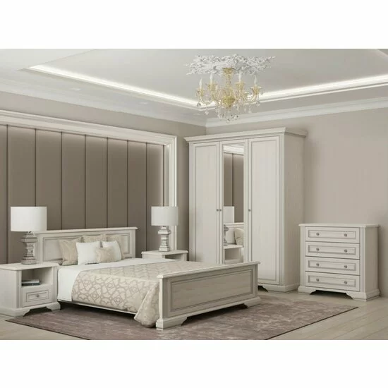 Dulap White 3D(2S), 3 uși, 2 sertare, MDF frezat și PAL melaminat, 176x63.5x221 cm, frasin alb și pin argintiu picture - 2