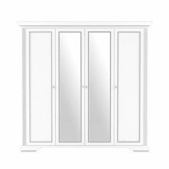 Dulap White 4D(2S), 4 uși, 2 sertare, MDF frezat și PAL melaminat, 226x63.5x221 cm, frasin alb și pin argintiu picture - 10