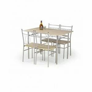 Set masă Faust cu 4 scaune, masă extensibilă, PAL melaminat, 110x70x75 cm, stejar Sonoma