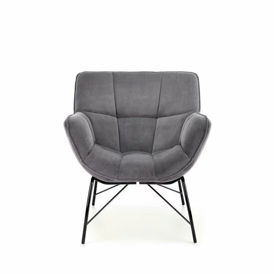 Fotoliu Belton, tapițat cu catifea și structură metalică, 74x73x78 cm, gri picture - 2