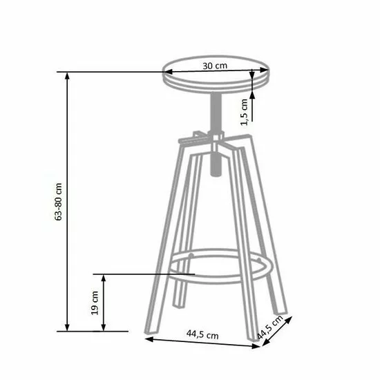 Scaun bar H64, reglabil pe înălțime, design modern, structură metalică, 63-80 cm, cafea/vasion vechi picture - 5