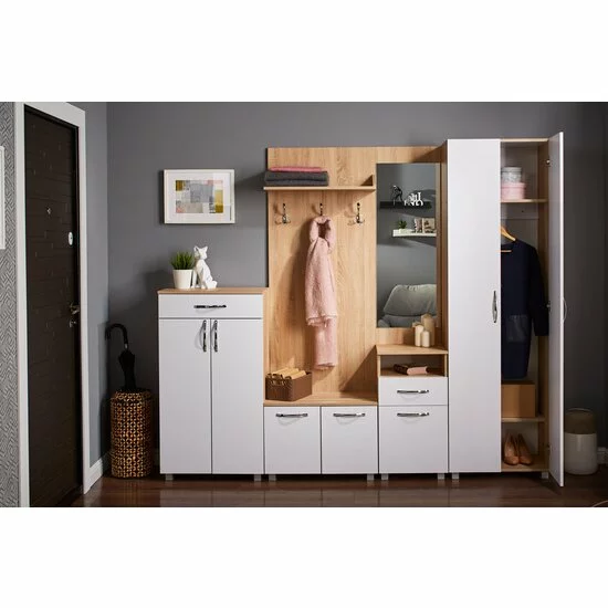 Hol Bruno, Bardolino - 2.25 m, modular cu dulap, cuier si pantofar, PAL picture - 2