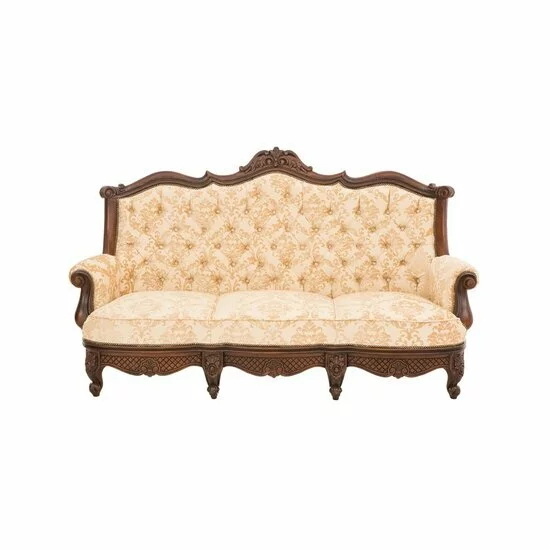 Set hol Milly 3-1-1 din lemn masiv cu sculptură clasică și tapițerie moale, finisaj elegant picture - 7