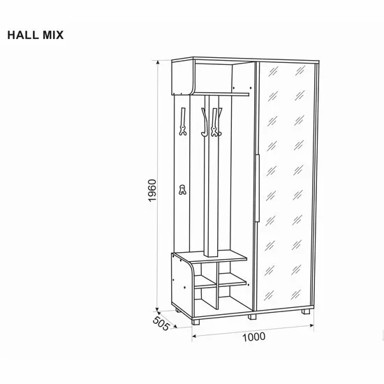 Hol Mix, Cu Ușă Glisantă Și Cuiere Metalice, PAL Melaminat, Cremona picture - 2
