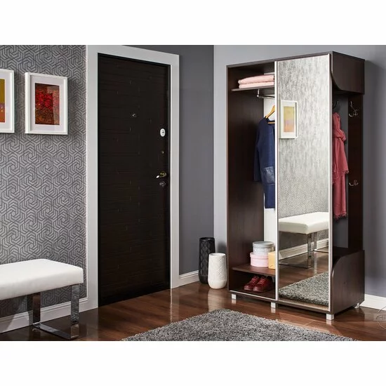 Hol Mix, Cu Ușă Glisantă Și Cuiere Metalice, PAL Melaminat, Sonoma Închis picture - 2