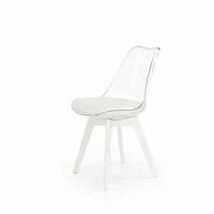 Scaun K245, design transparent modern, structură policarbonat, 48x53x83 cm, alb / transparent