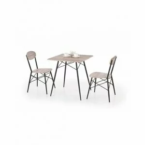 Set masă Kabir cu 2 scaune, design modern și compact, PAL melaminat, 110x70x75 cm, stejar