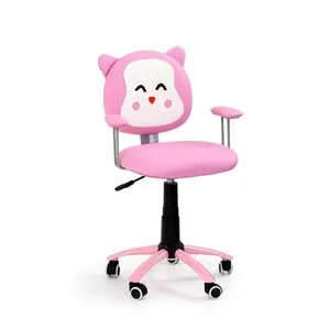 Scaun birou Kitty, reglabil pe înălțime, cu roți și spătar ergonomic, 78-86x44-54x54x49 cm, negru