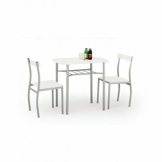 Set masă Lance cu 2 scaune, design minimalist și funcțional, MDF lucios, 82x50x75 cm, alb picture - 2