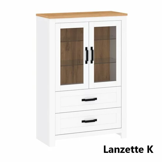 Living Lanzette, Set Mobilier Modern, PAL Melaminat, Alb cu Lemn Natur picture - 2