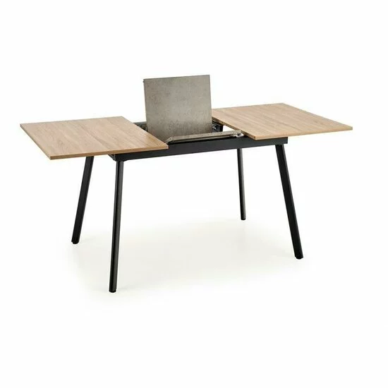 Masă Albon extensibilă, cu blat din MDF laminat și picioare din oțel, 120-160x80x76 cm, Sonoma/gri/negru picture - 3