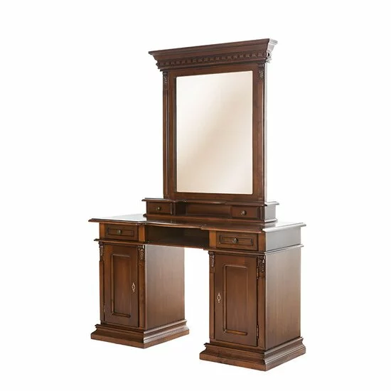 Masă de Toaletă Diana, linie clasică, masiv fag + panel + MDF furniruit nuc, 134x50x78 cm, finisaj la alegere picture - 2