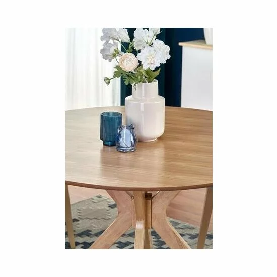 Masă Nicolas, rotundă, MDF furniruit și lemn masiv, 120x77 cm, natur picture - 3