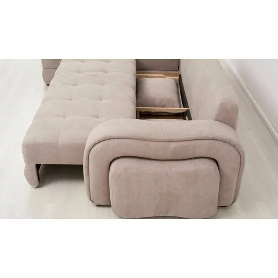 Colțar extensibil Monza cu 2 spații de depozitare și structură din lemn masiv de fag, mecanism cu șezut culisant picture - 7