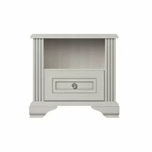 Noptieră White 1S, cu sertar, MDF frezat și PAL melaminat, 57.5x53x39 cm, frasin alb și pin argintiu