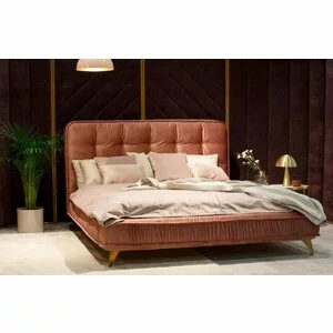 Pat Belavio tapițat cu stofă, cu structură din lemn, 200x200 cm