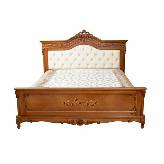 Pat Princes, tăblie tapițată + structură rezistentă, lemn masiv fag + MDF furniruit, 160x200 cm, nuc picture - 2