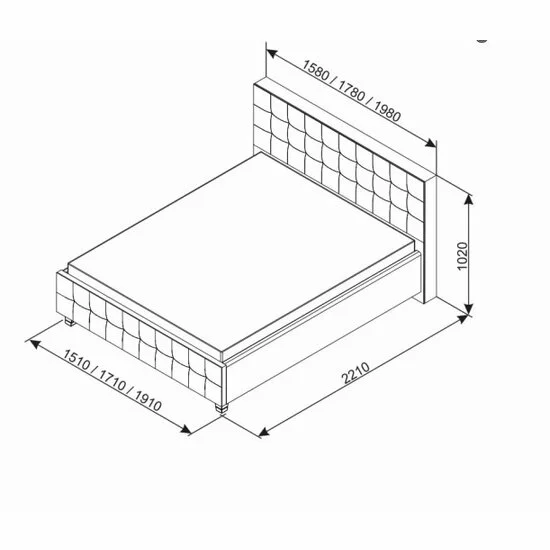 Pat Rio,gri deschis - 140x200 cm, cu spațiu de depozitare, PAL și MDF picture - 2
