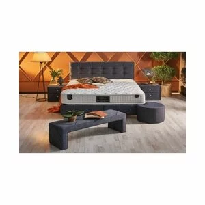 Pat tapițat Yoga Therapy 160x200 cm, cu ladă depozitare și design ergonomic