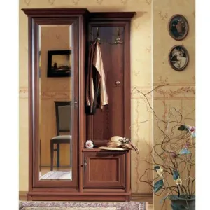 Antreu Sonata, Cuier Și Spații Depozitare Cu Oglindă, PAL Cu Cadru MDF, 110x43x204.5 cm, Castan